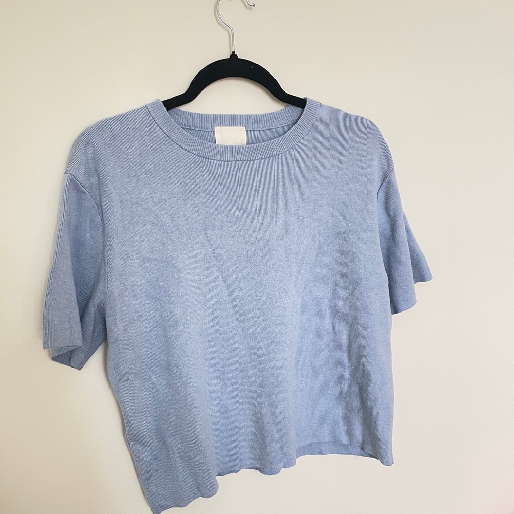 Ribbed Blue Women's Top
